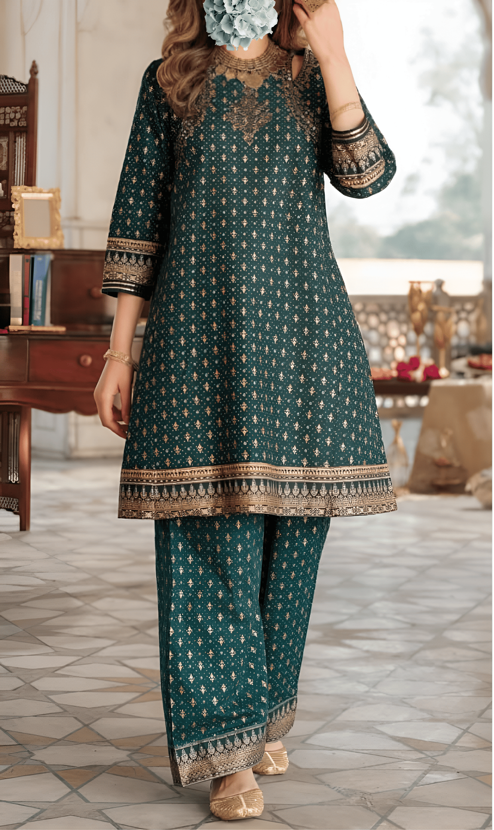 Block Printed Embroidered
