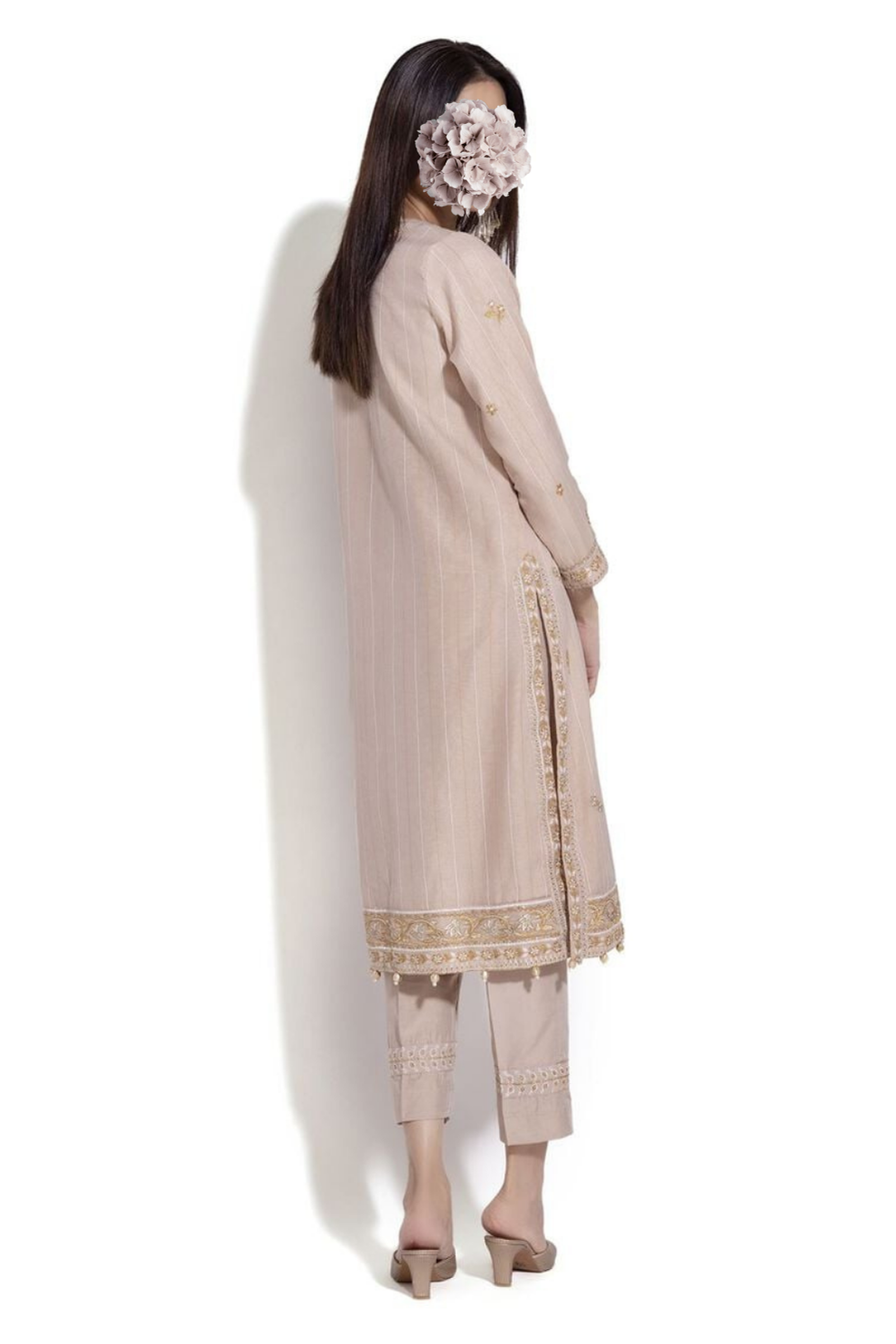 Embroidered | Cotton Zari Organza | Kurta view 4