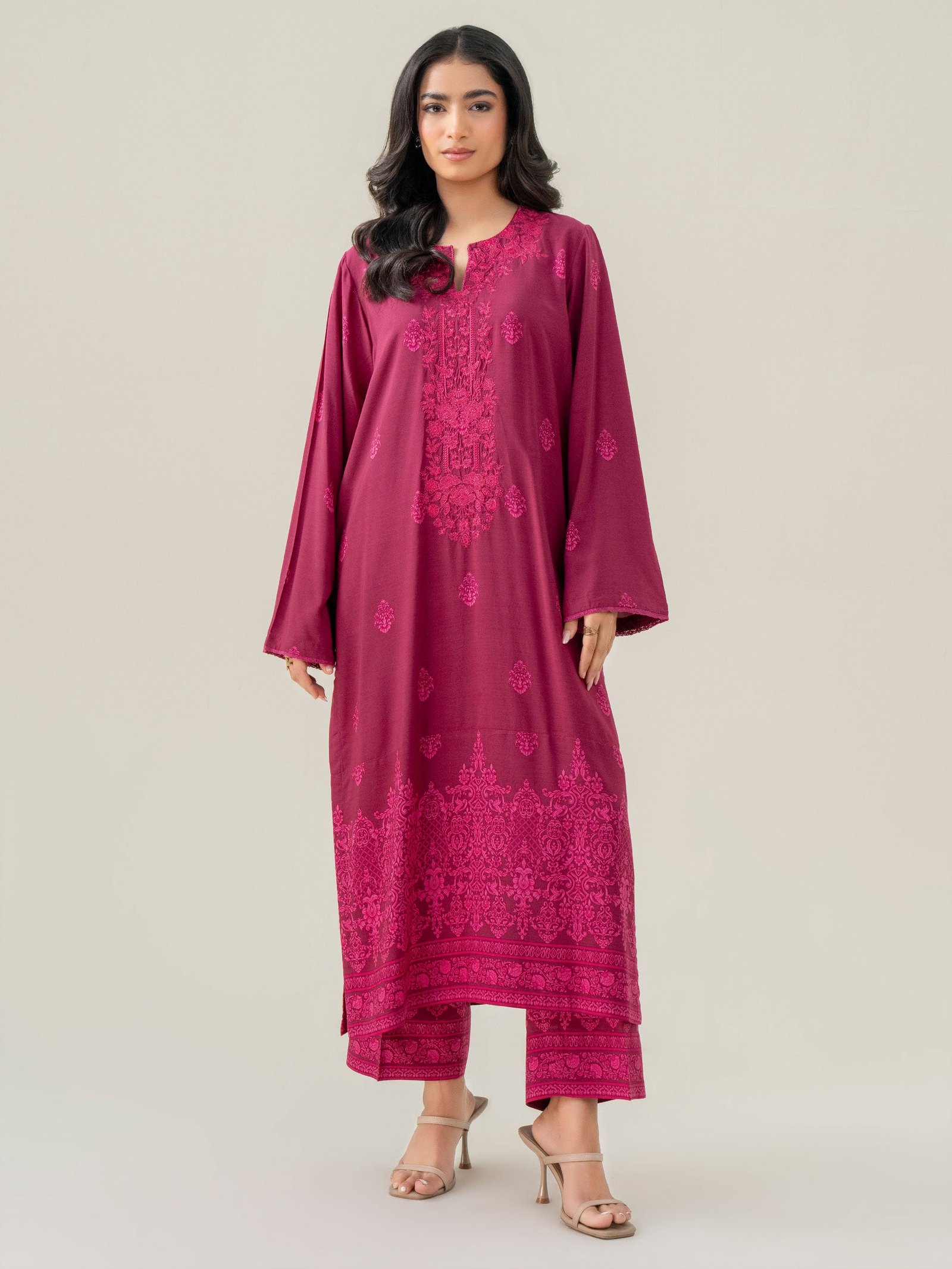 2 Piece Linen Suit-Embroidered (Pret)