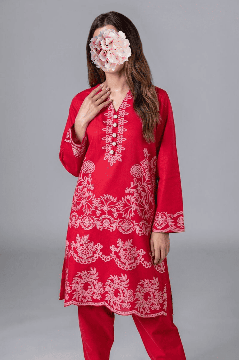 Embroidered | Cotton Polyester Broshia Jacquard | Kurta