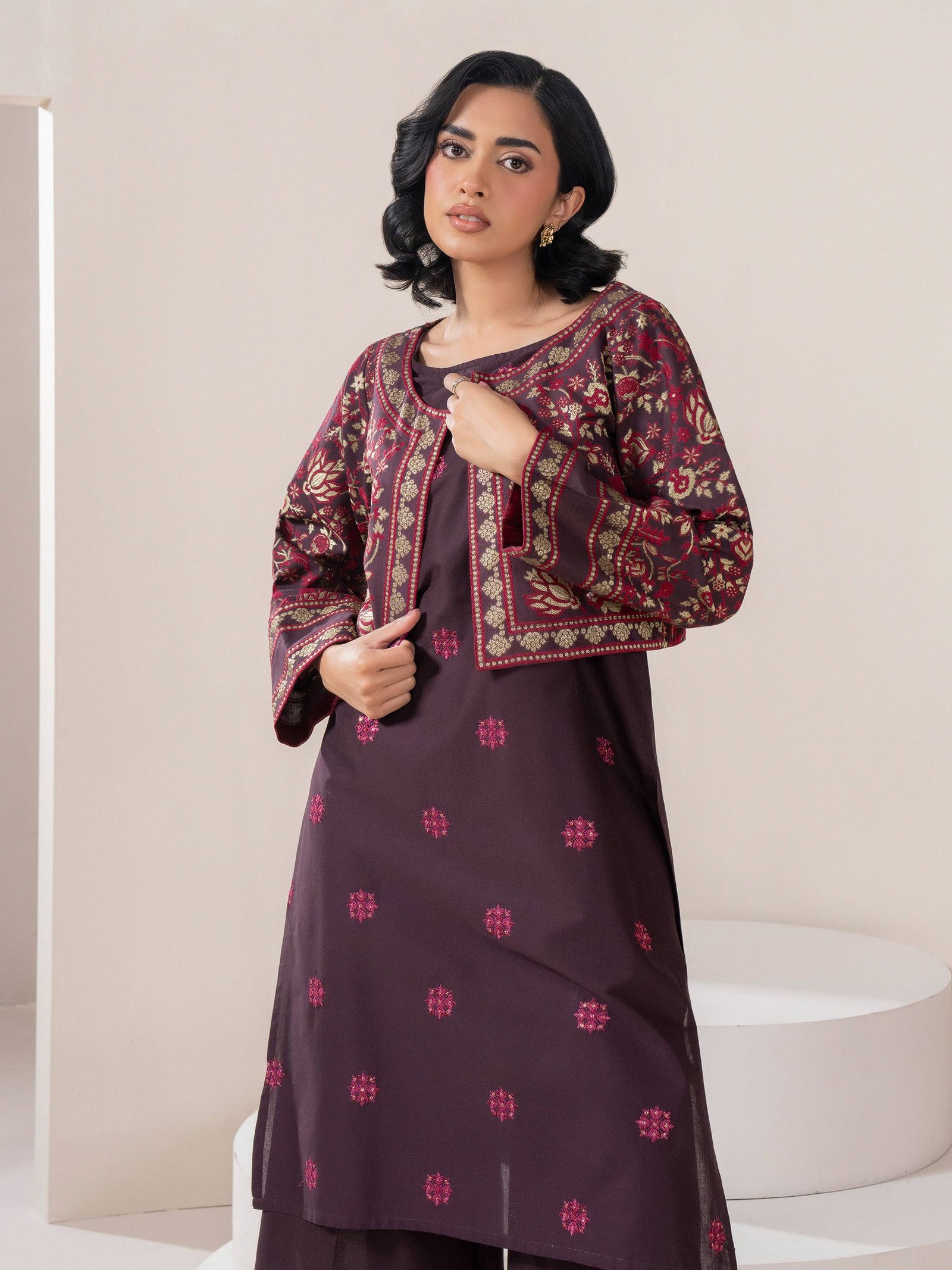 2 Piece Jacquard Suit-Embroidered (Pret) view 2