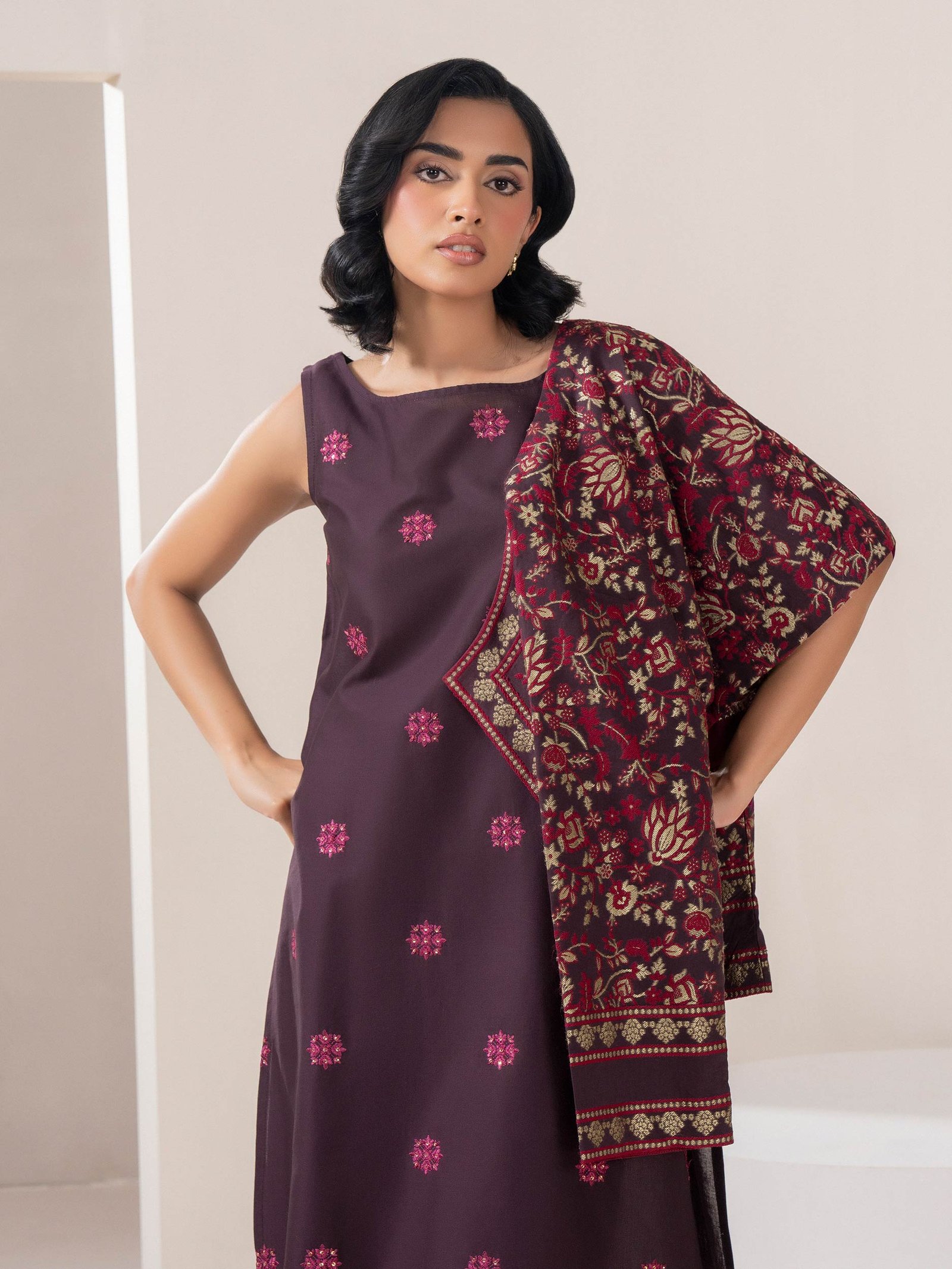 2 Piece Jacquard Suit-Embroidered (Pret) view 4